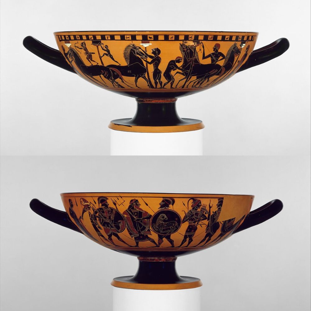 Terracotta kylix (drinking cup), Archaic ca. 540 BC, attributed to the Amasis Painter, Metropolitan Museum of Art, New York, NY, USA.