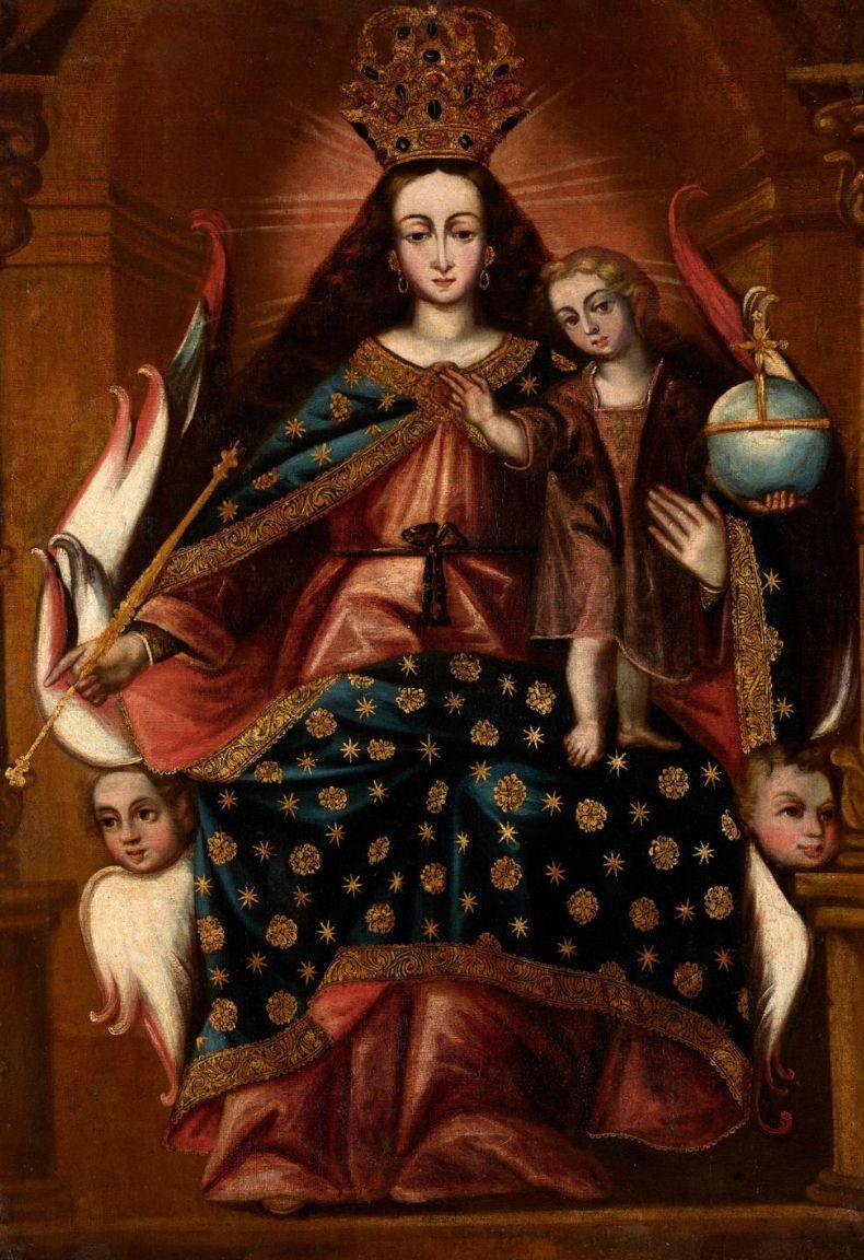 Madonna con Niño en trono alado