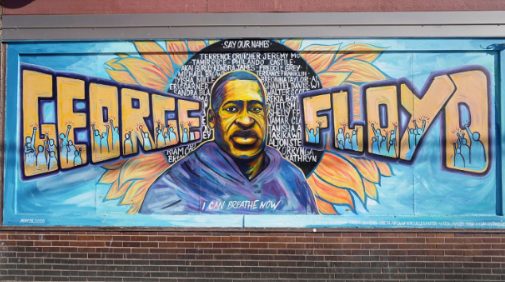George Floyd Memorial Mural – Cup Foods, Xena Goldman, Cadex Herrera, Greta McLain, 2020, Public mural 
