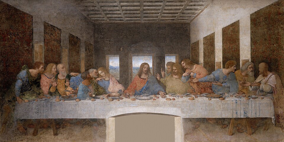 The Last Supper, Leonardo da Vinci, 1495-1498, tempera and oil on plaster
