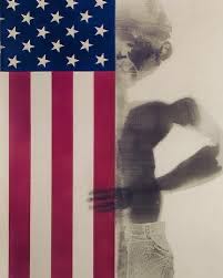 David Hammons, Boy With Flag, 1968, body print with silk screen, 40 1/4 x 30 1/4″