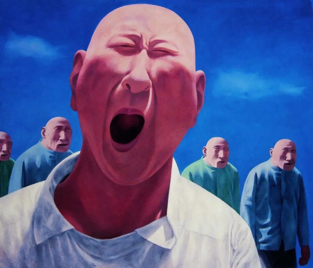 Fang Lijun Series II, No. 2 (1992), oil on canvas 200 x 230 cm
