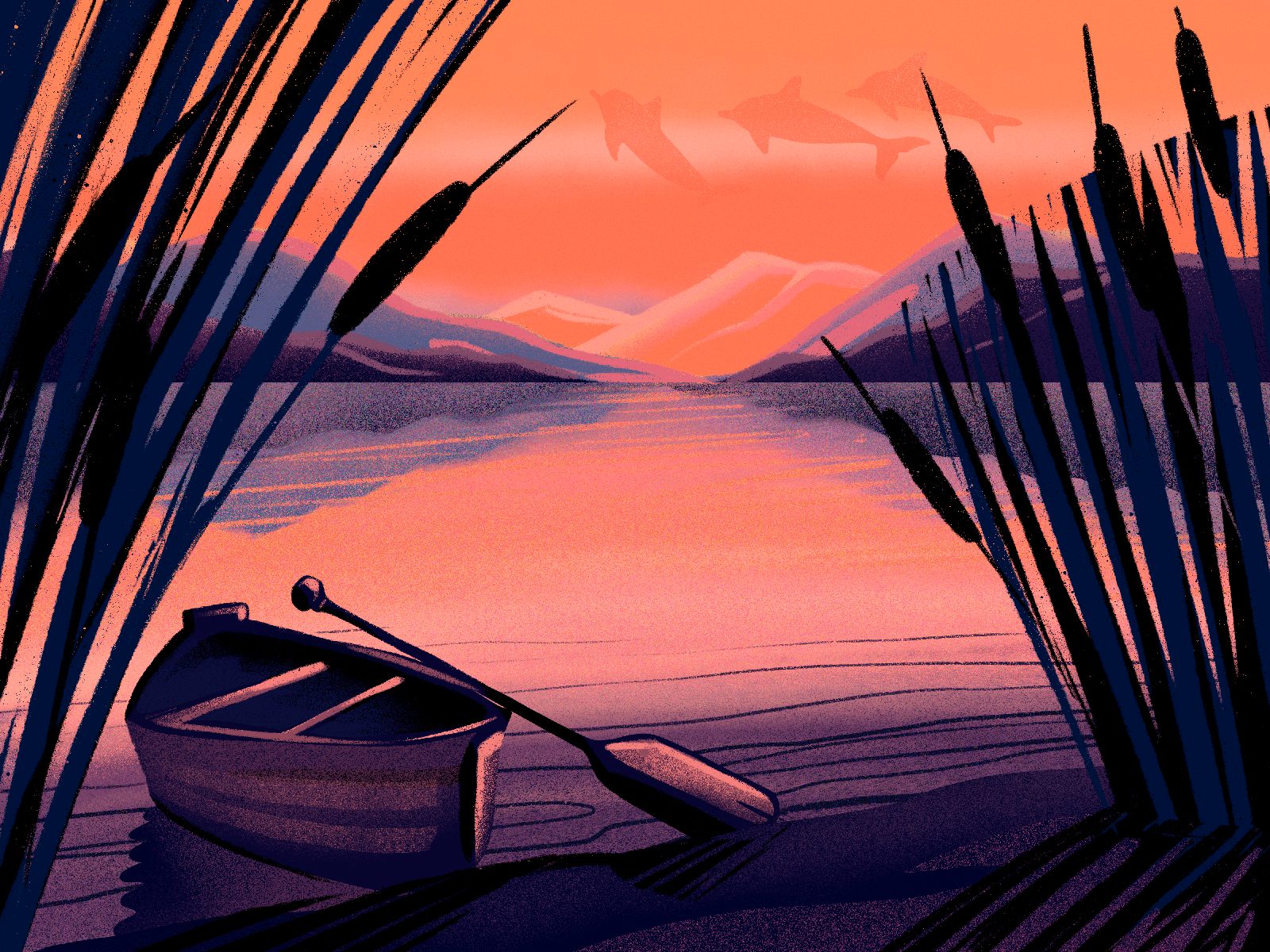 river sunset illustration 3