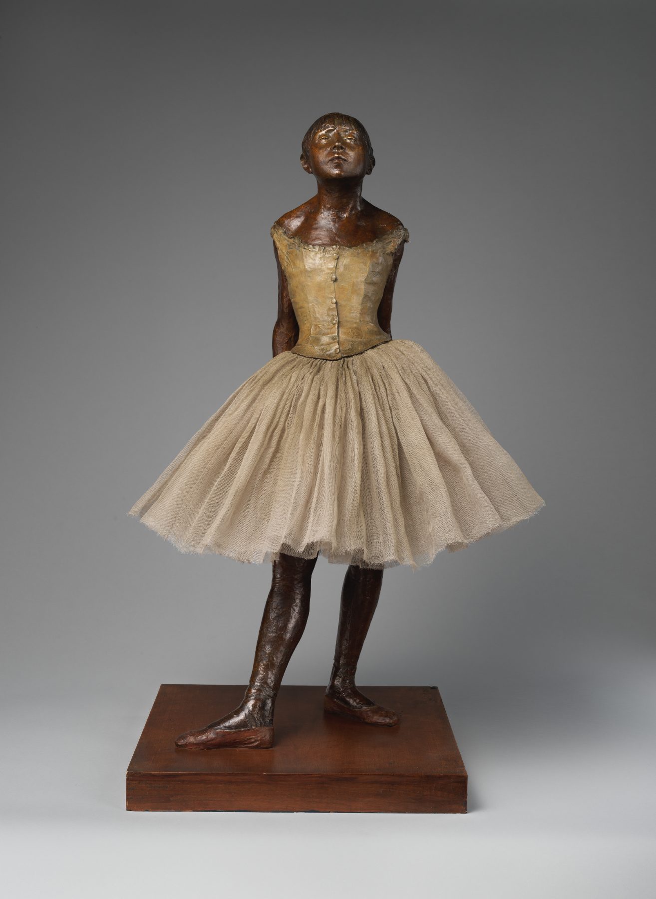 The Little Fourteen-Year-Old Dancer, 1878–1881 Edgar Degas. Wax sculpture (with fabric tutu and ribbon)