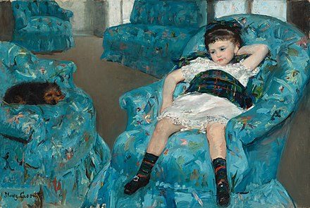 Artwork 2.) Little Girl In A Blue ArmChair, Mary Cassatt, 1878, Oil on Canvas