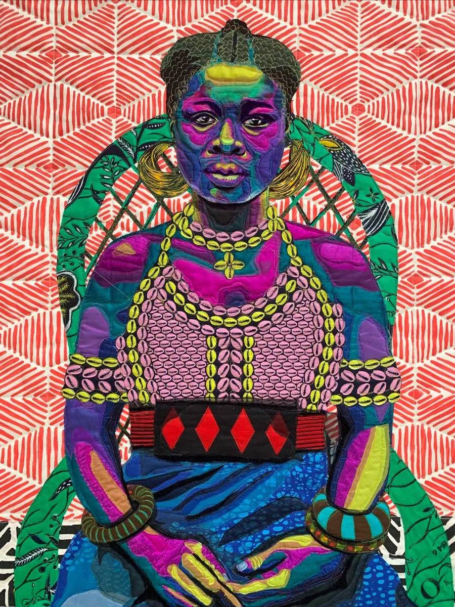 Pride and Presence, 2019 Bisa Butler. 60 x 60in. Textured and patterned cloth to create a quilt.