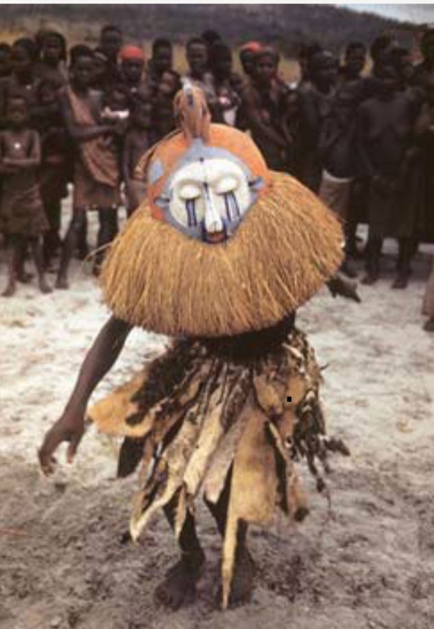 FiMasked performance as a part of a Yaka nkhanda initiation ceremony. Photographed by Eliot Elisofon, 1951