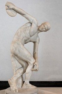 Discobolus, by Myron, 460-450 BCE, Bronze/Marble.