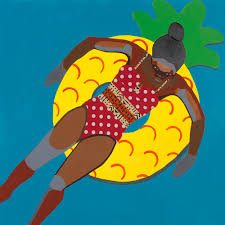 Derrick Adams, Floater No. 36, 2017. Acrylic paint and collage on paper