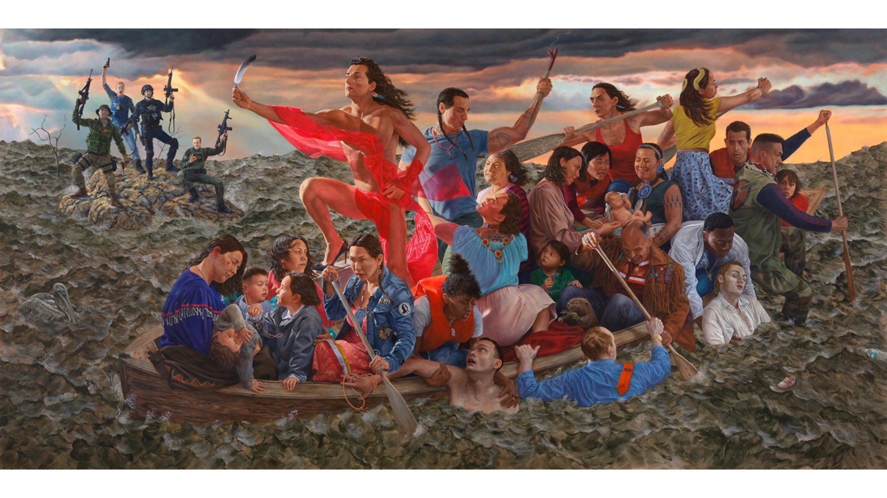 mistikôsiwak (Wooden Boat People): Resurgence of the People, Kent Monkman, 2019, Acrylic on Canvas