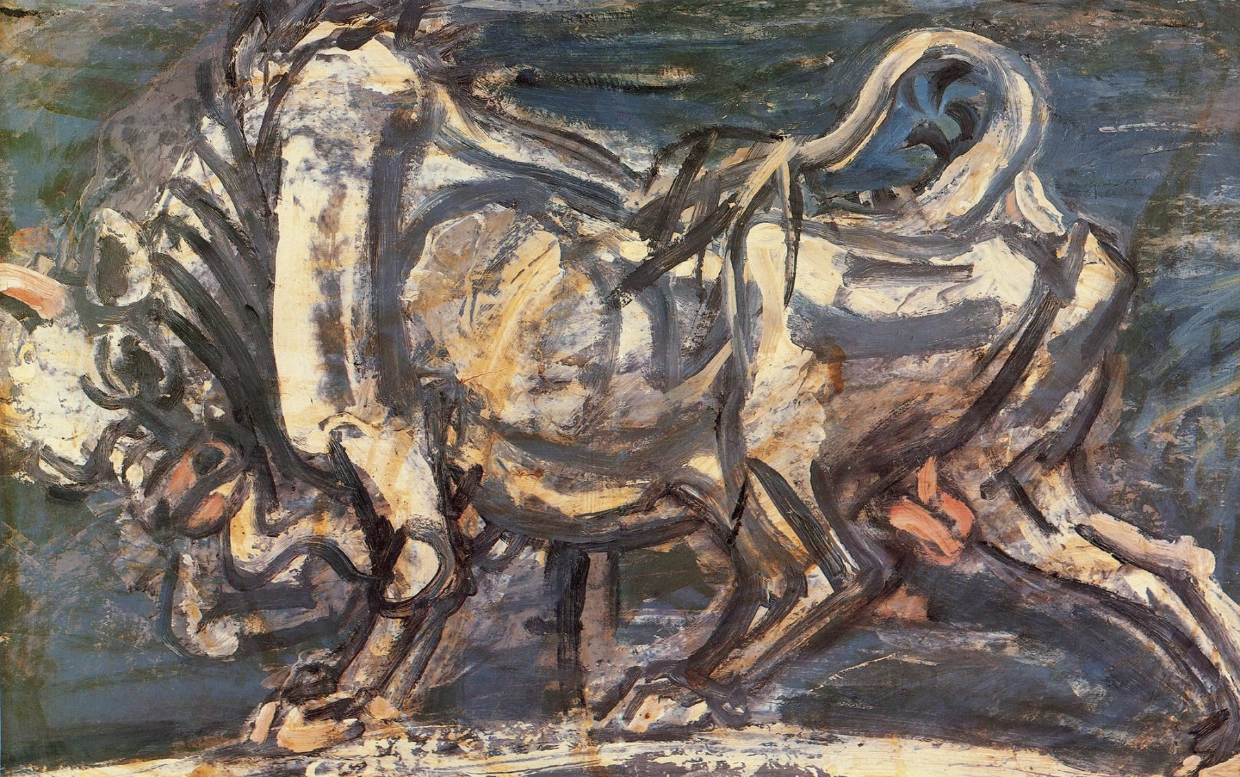 Lee Jung-seob, A Bull, 1953. oil on paper,w40.7 x h28.8 cm