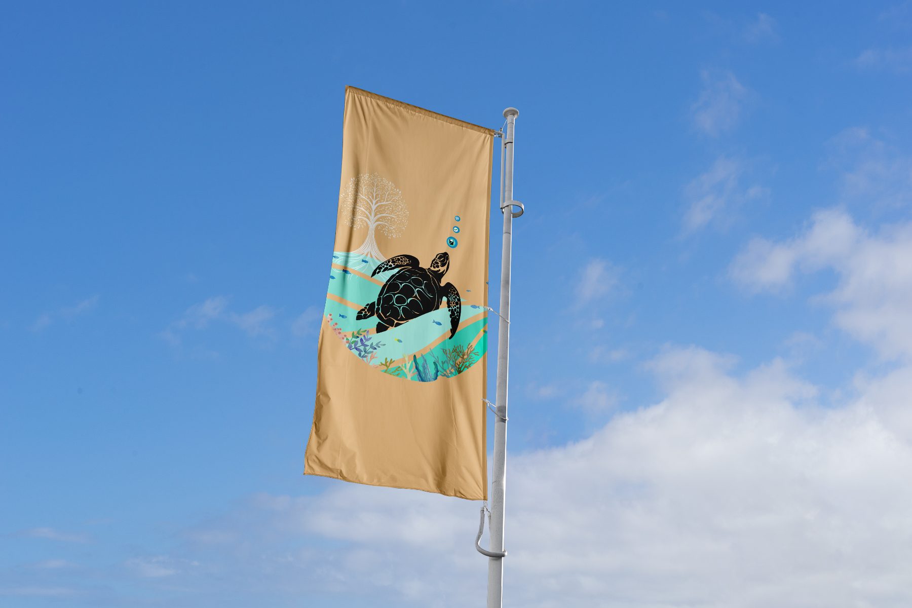 Sea Turtle Flag Mockup