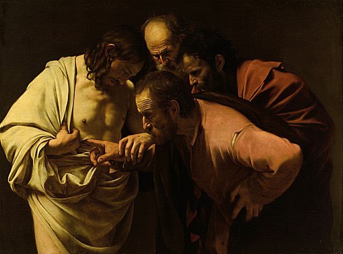 The Incredulity of Saint Thomas, Caravaggio, c. 1601-1602, oil on canvas