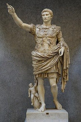 Augustus of Prima Porta, by Unknown Roman artist, 20 BCE, Marble.