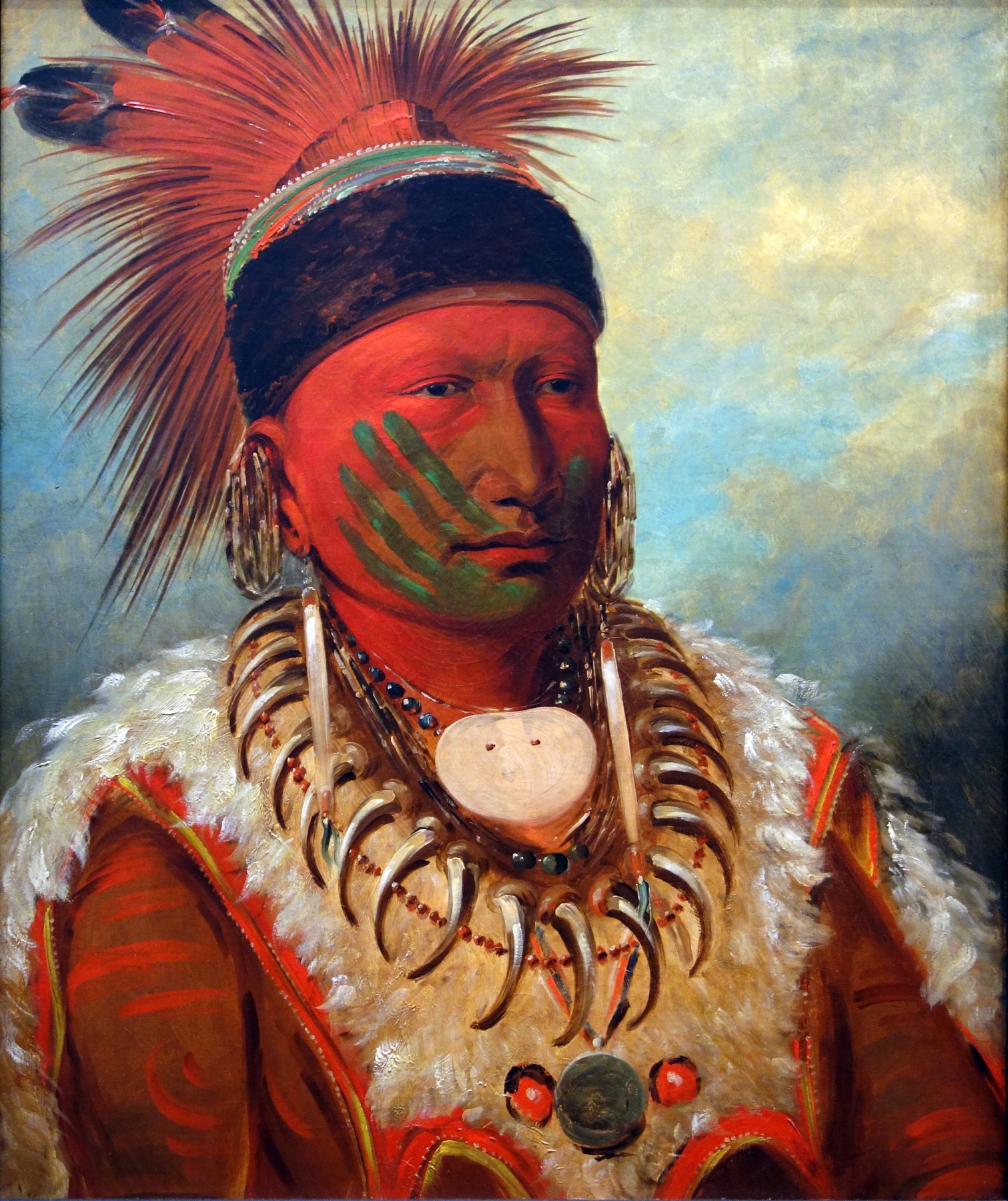 The White Cloud, Head Chief of the Iowas by George Catlin, Oil on canvas (1844–45) 