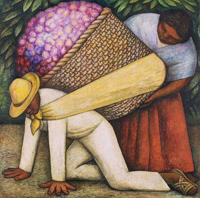 The Flower Carrier, 1935, Diego Rivera, Oil and tempera on masonite, 48 × 48 in. (121.9 × 121.9 cm).