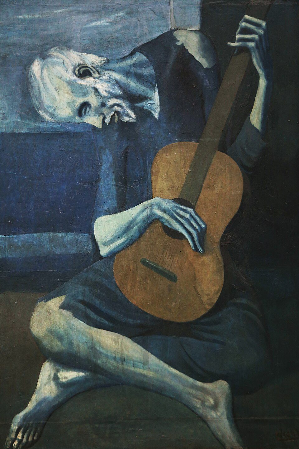 The Old Guitarist, Pablo Picasso, oil on panel, 1903-1904 