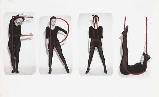 Frau (Woman), Birgit Jürgenssen, 1972. Gelatin silver print with applied red ink.