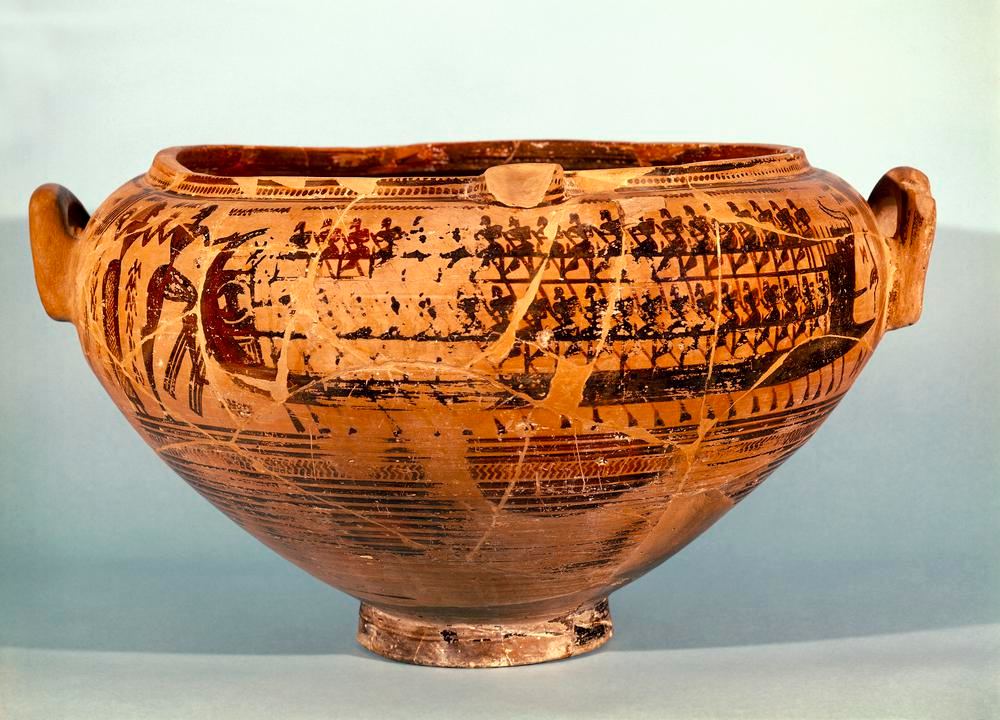 Late Geometric Attic Spouted Krater c. 730 B.C.E. Terracotta 