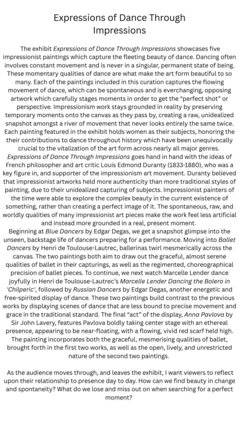 Expressions of Dance Through Impressions