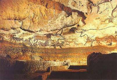 Title: Great Hall of the Bulls Artist: Unknown Year: 15,000 to 13,000 BCE Medium: Rock painting using charcoal, ochre, and mineral pigments on white c