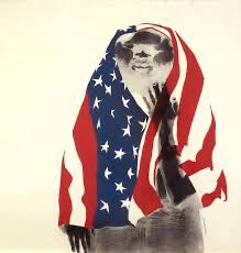  David Hammons, America the Beautiful, 1968, body print with silk screen (Oakland Museum of Art) 