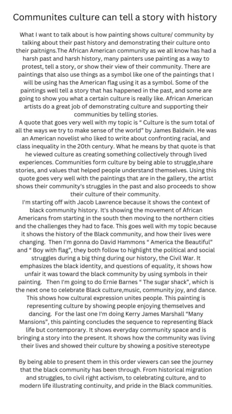Communities culture can tell a story with history