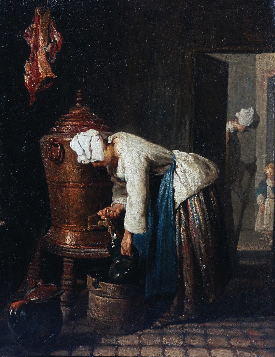 Woman Drawing Water at the Cistern, 1733-1739 Jean-Siméon Chardin. Oil Paint on canvas 15 5/8 in x 12 1/2 in