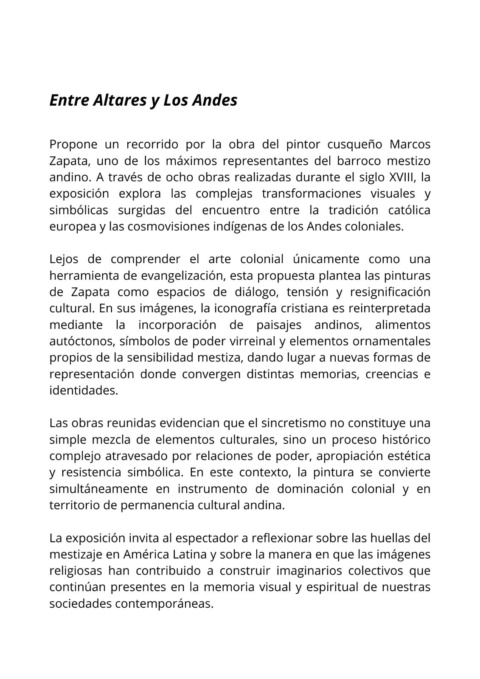 Entre altares y los andes