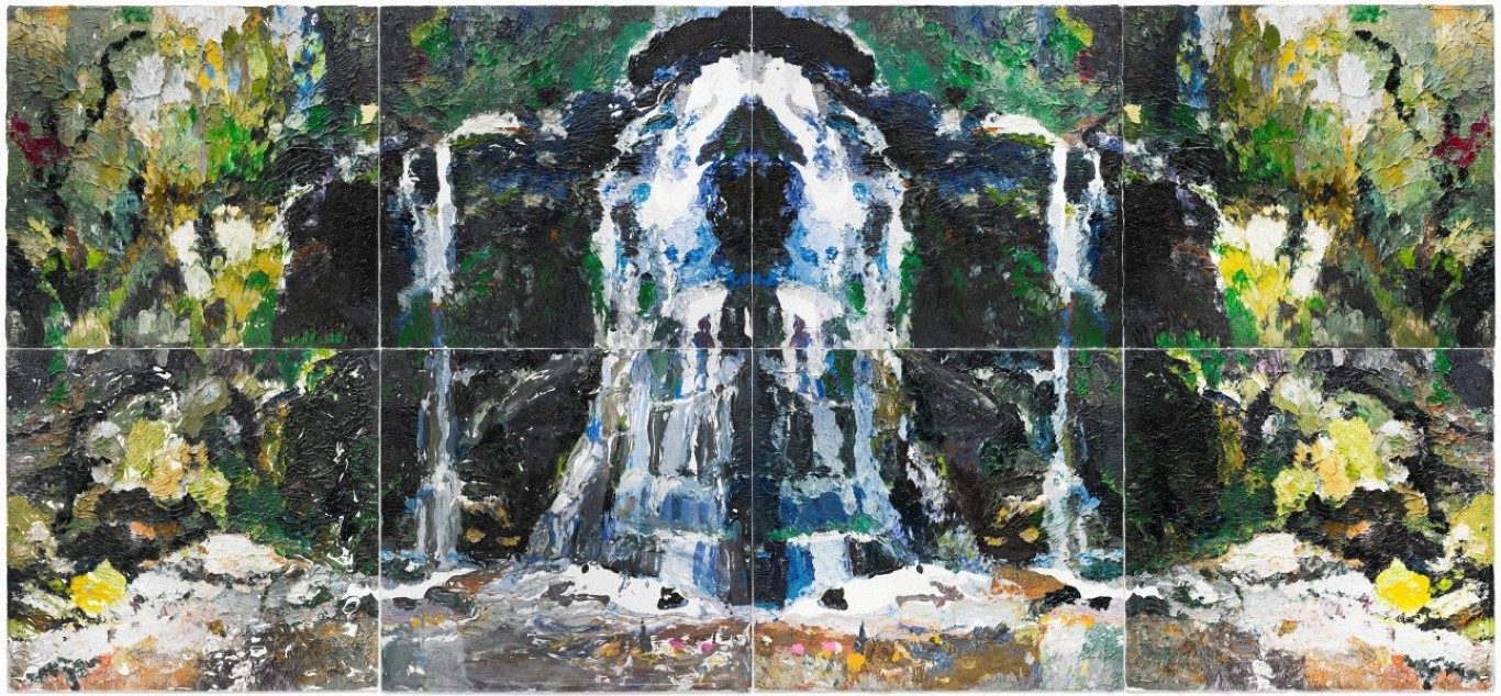 Fairy Bowser Rorschach, 2012, Ben Quility, Oil on Linen, 240 x 520cm, 8 panels 