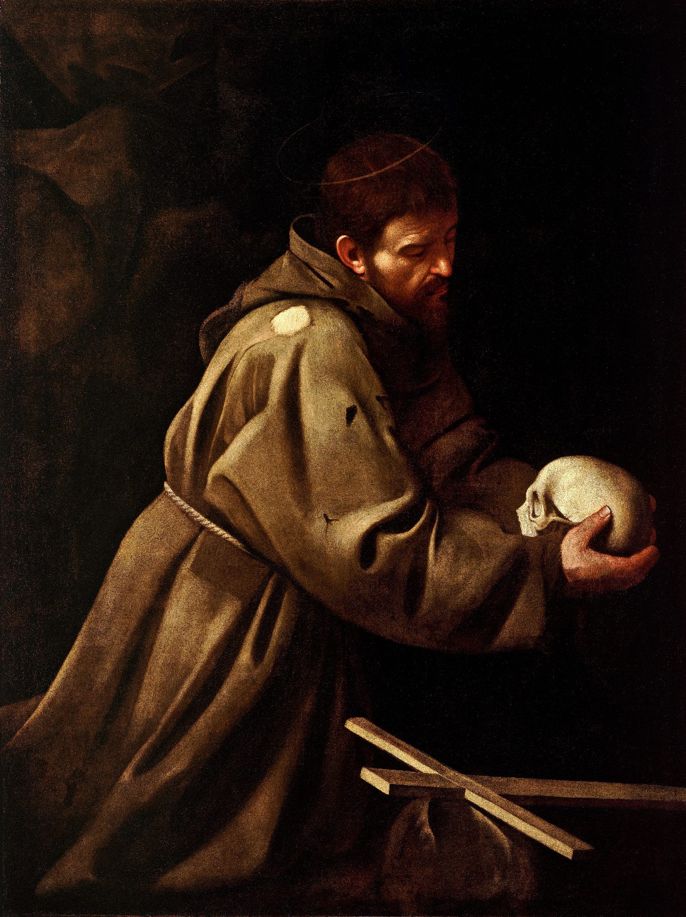Saint Francis in Meditation Artist: Caravaggio Year: c.1606 Medium: Oil on canvas