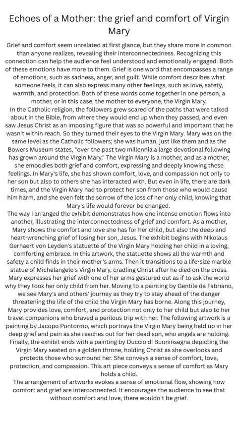 Echoes of a Mother: the Grief and Comfort of Virgin Mary