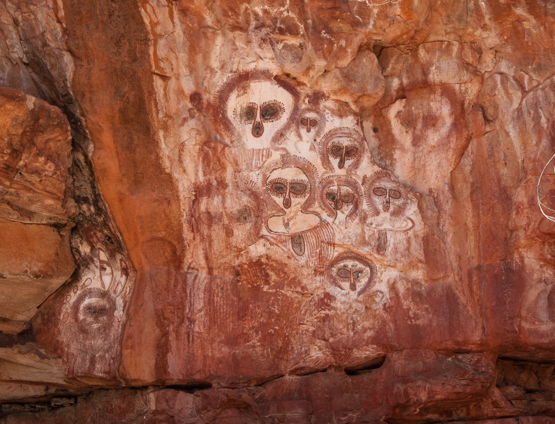 Wandjina rock art Traditional Indigenous artwork, Natural pigments on rock surface