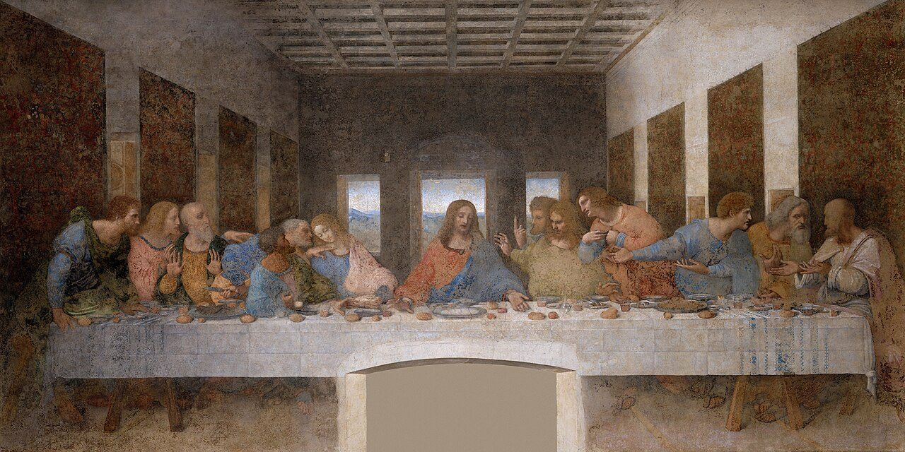 The Last Supper, Leonardo Da Vinci, c. 1495–1498, Tempera on gesso, pitch, and mastic, on wall plaster