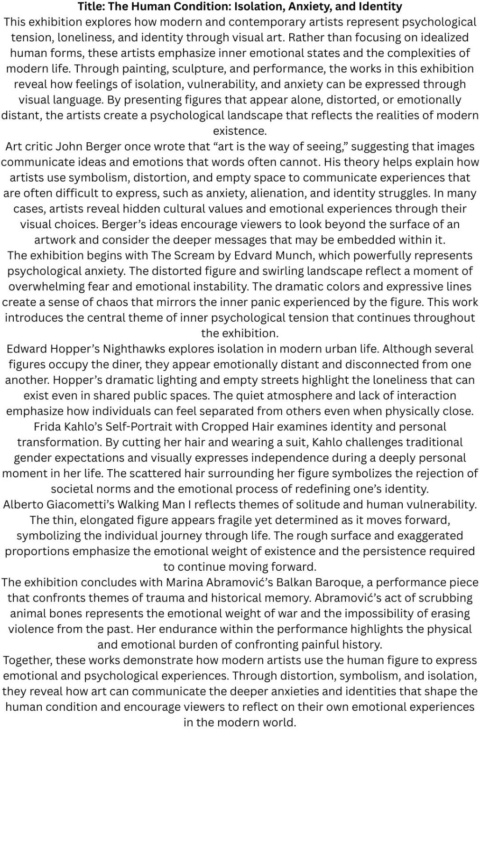 The human condition: Isolation, Anxiety, and Identity.