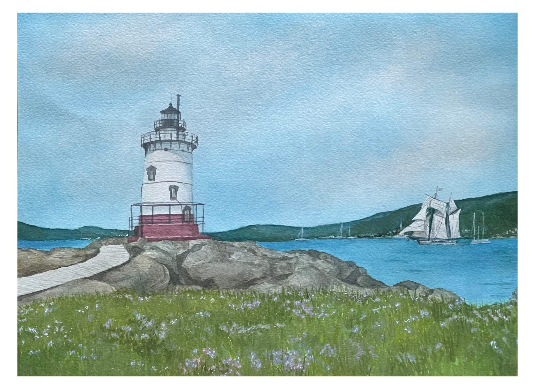 Harbor Lighthouse and Sailboat