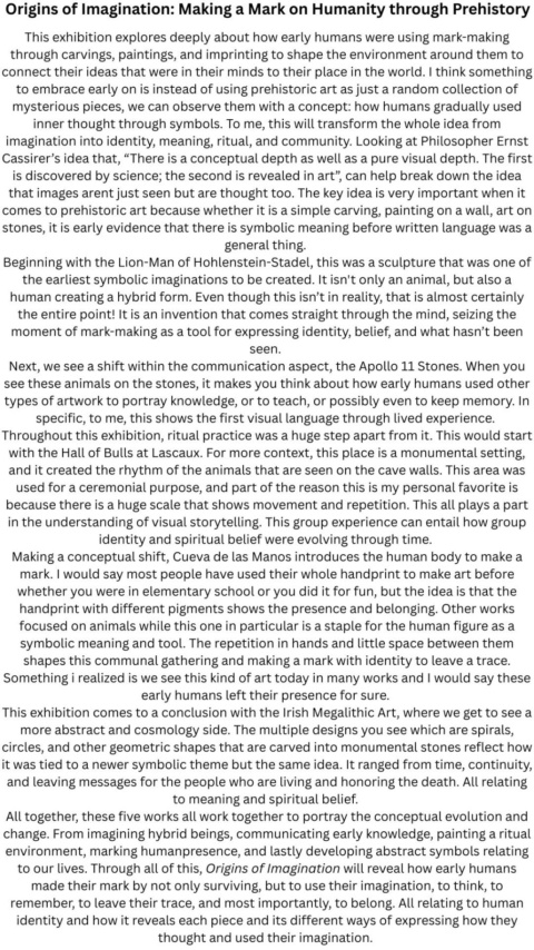 Origins of Imagination: Making a Mark on Humanity through Prehistory