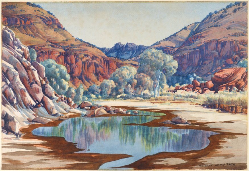 Palm valley by Albert Namatjira, Watercolor on painting (1936-1940)