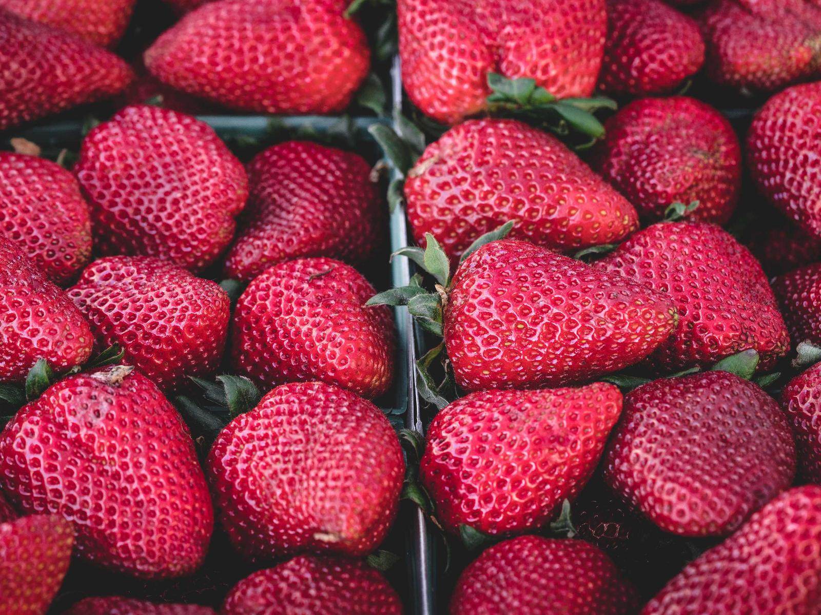 Crates of strawberries