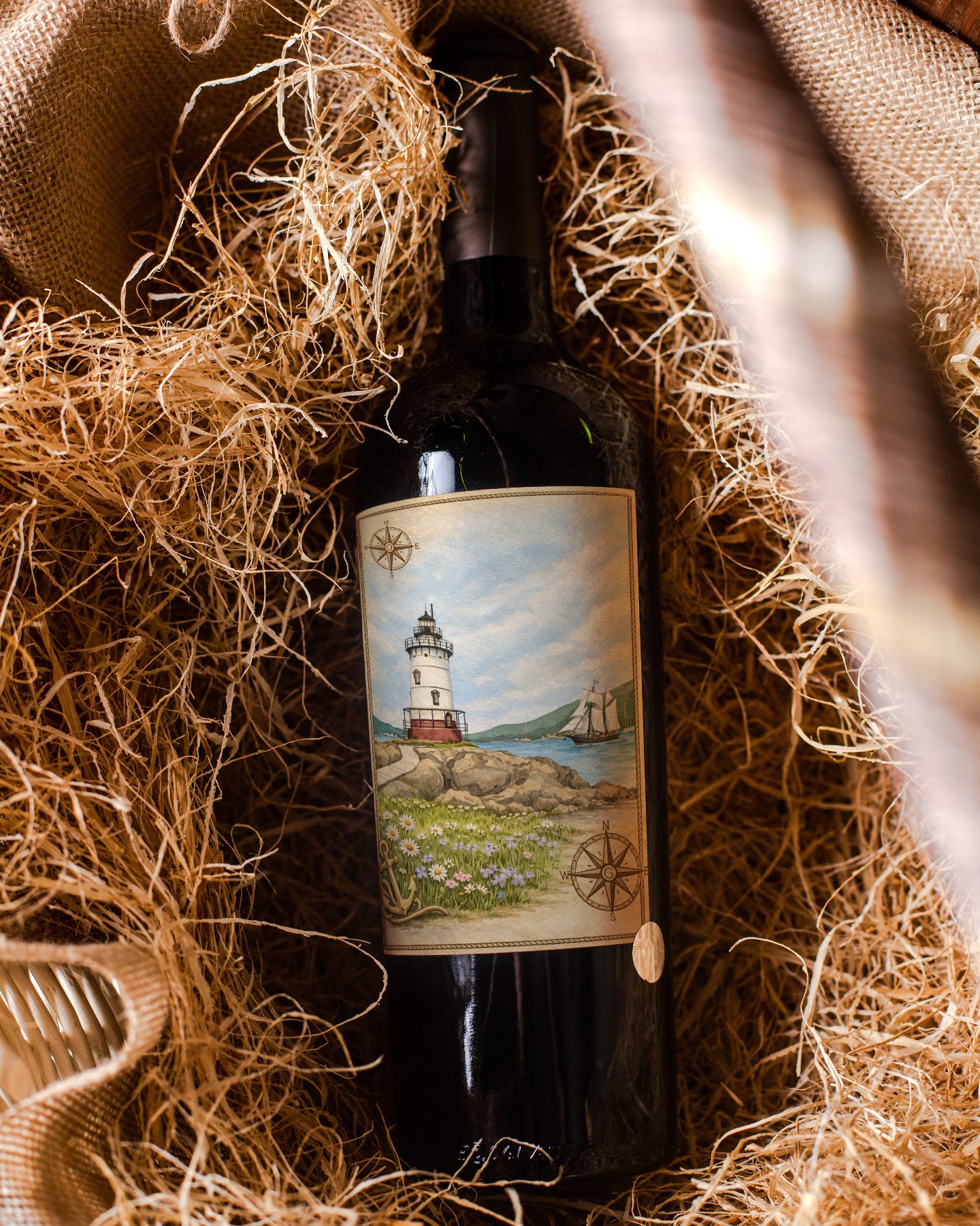 Coastal Wine Bottle in Straw
