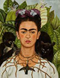Self-Portrait with Thorn Necklace and Hummingbird