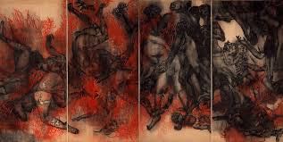 Iri & Toshi Maruki, The Hiroshima Panels, Fire, 1952. Sumi ink, pigment, glue, charcoal or conté on paper, 180 × 720 cm