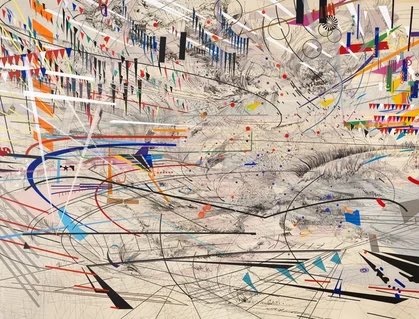 Stadia I 80 × 144 inches Ink and Acrylic